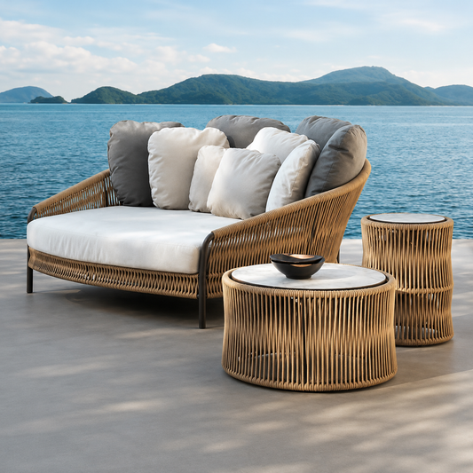 Conjunto em Corda Náutica com Chaise e Mesas de Apoio