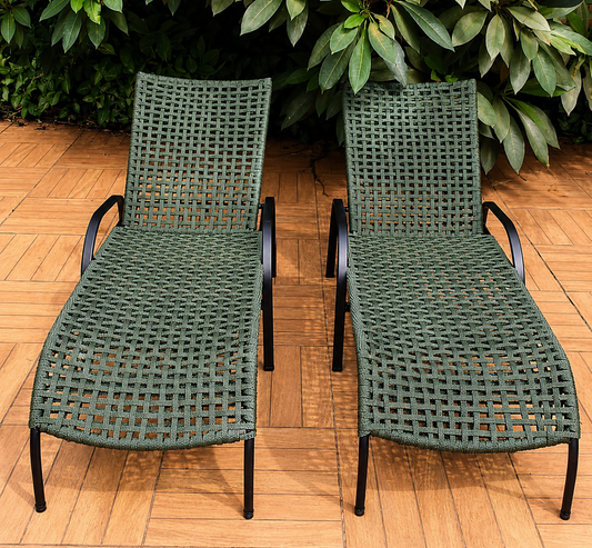 Conjunto com 2 Espreguiçadeiras em Corda Náutica