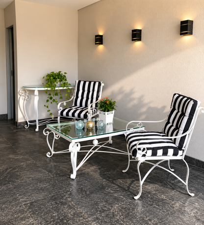 Conjunto Retrô Elegance em Ferro e Tecido Marítimo