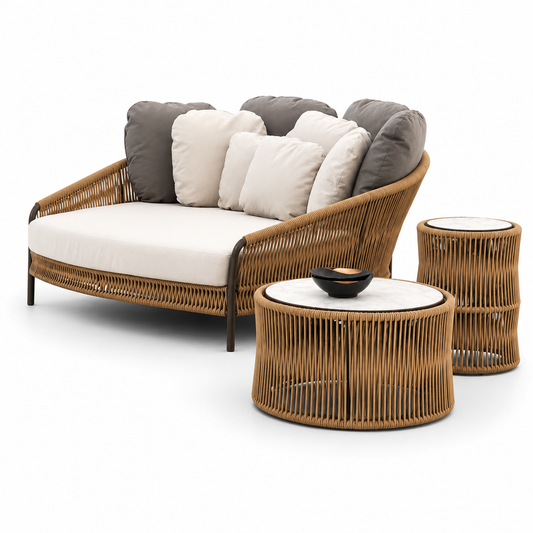 Conjunto em Corda Náutica com Chaise e Mesas de Apoio