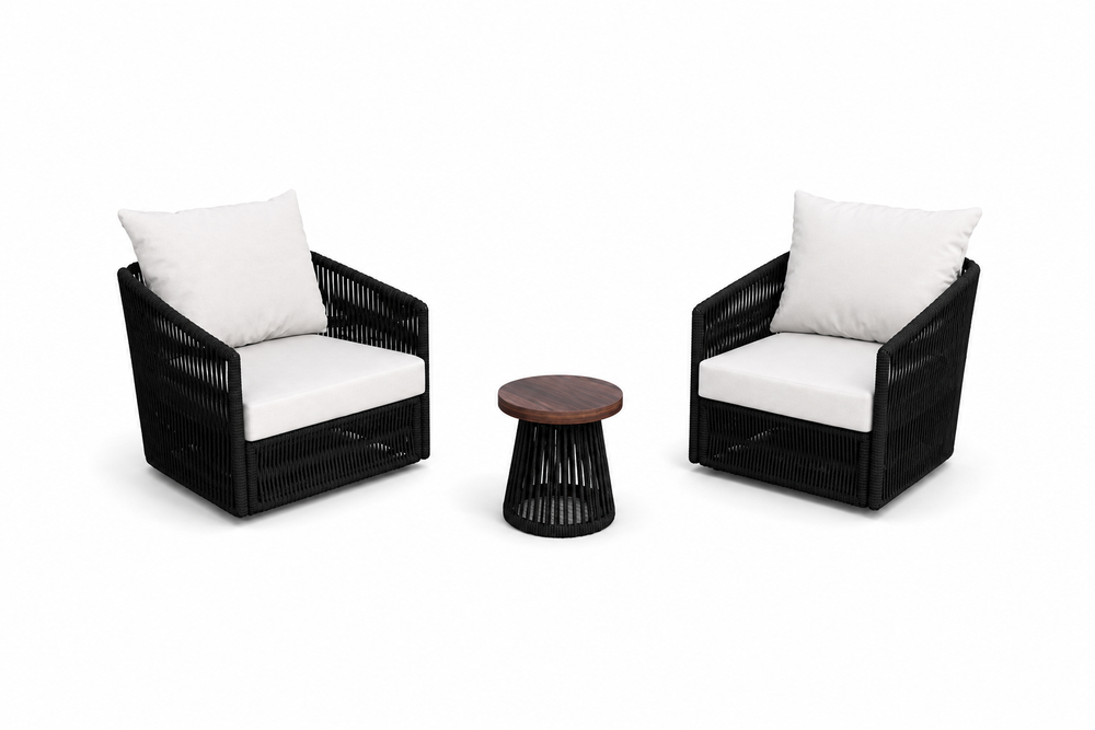 Conjunto Rebeca com 2 Poltronas e Mesa de Apoio