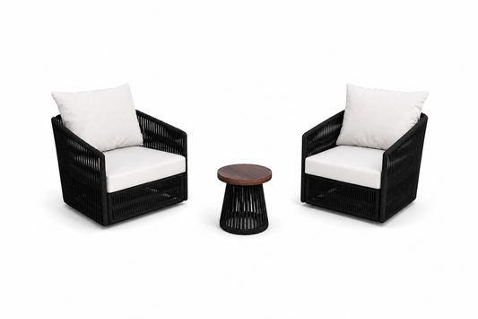 Conjunto Rebeca com 2 Poltronas e Mesa de Apoio